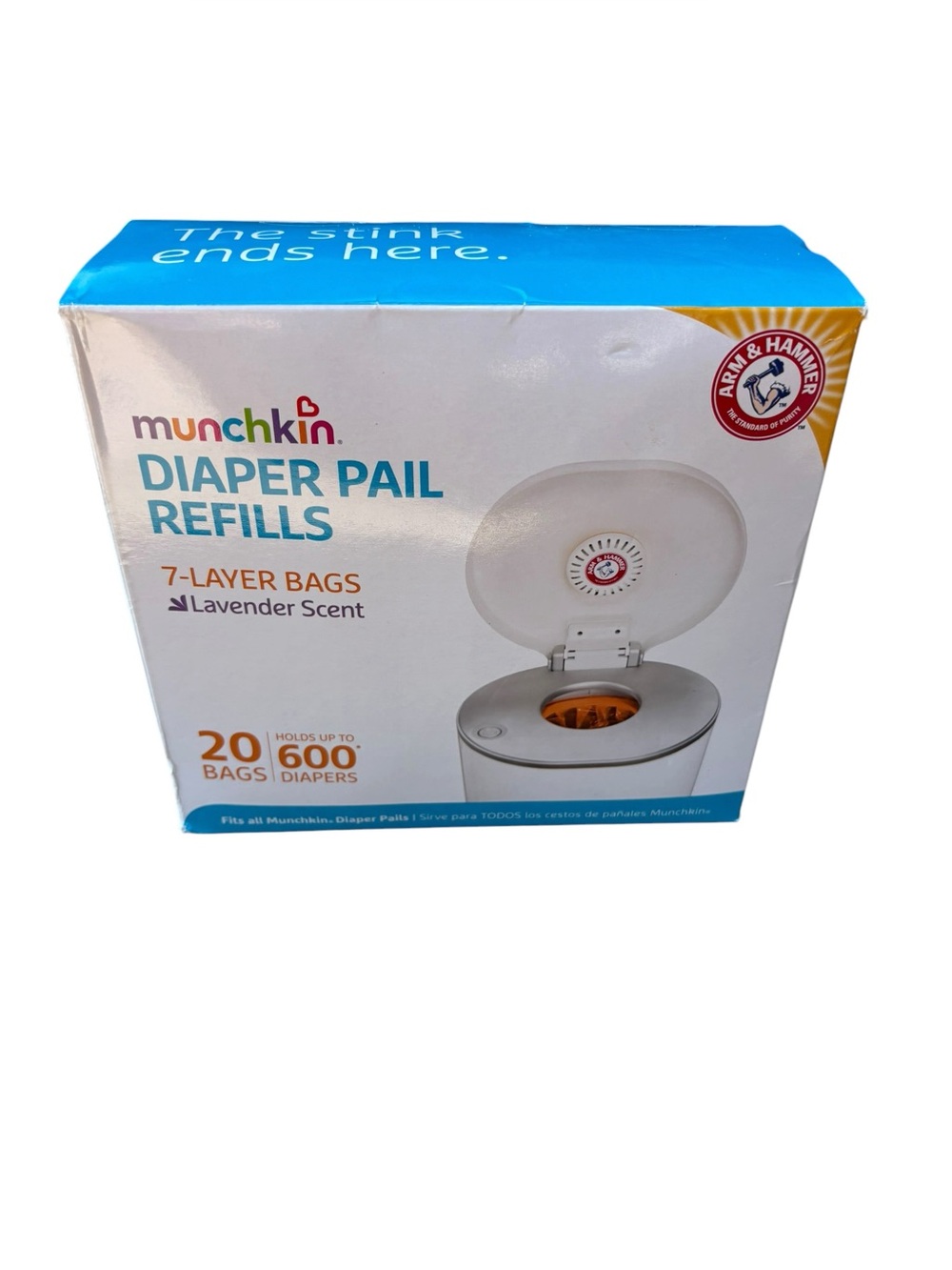 Munchkin Diaper Pail Refill Bags Arm & Hammer 20-Count Lavender Scent New Sealed
